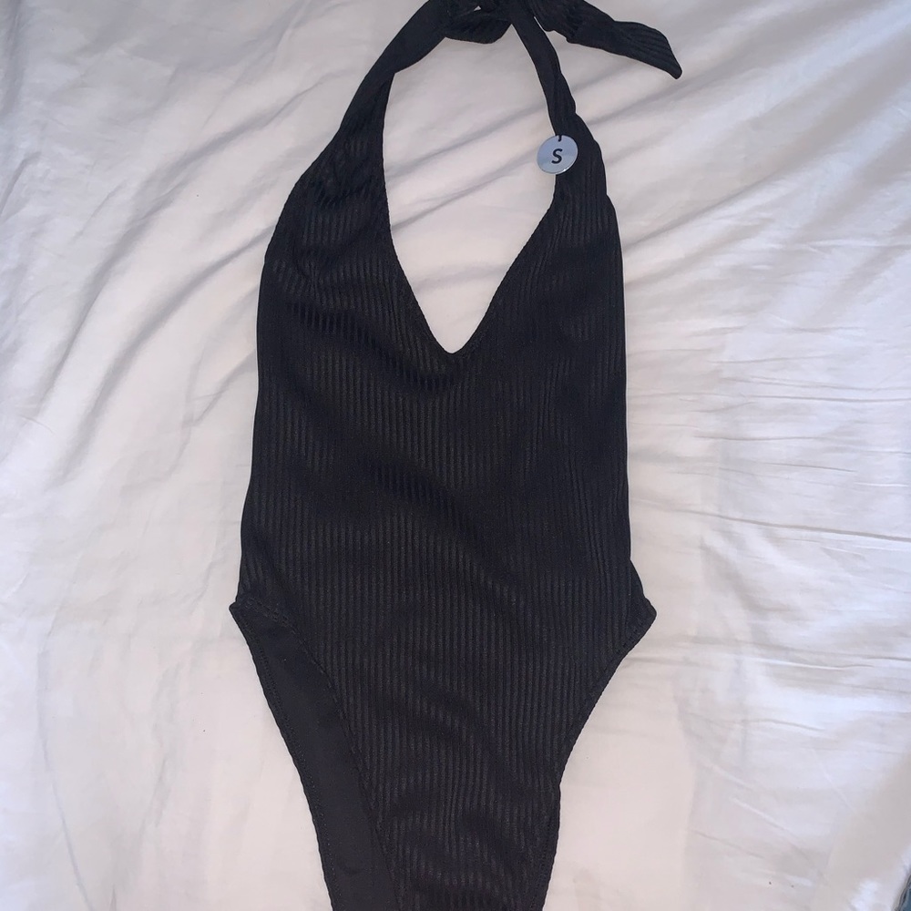 NWT halter top open back one piece swimsuit